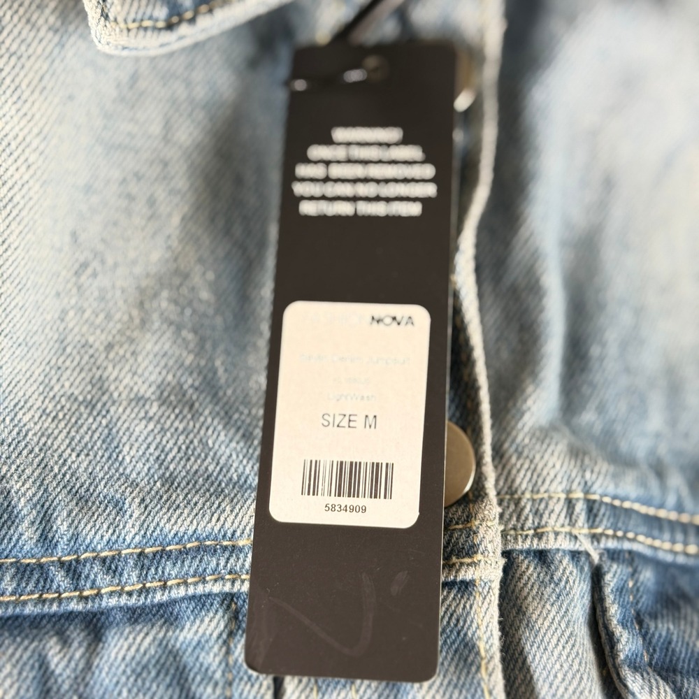 Fashion Nova Light Wash Denim Cutout Jumpsuit - Picture 2 of 8